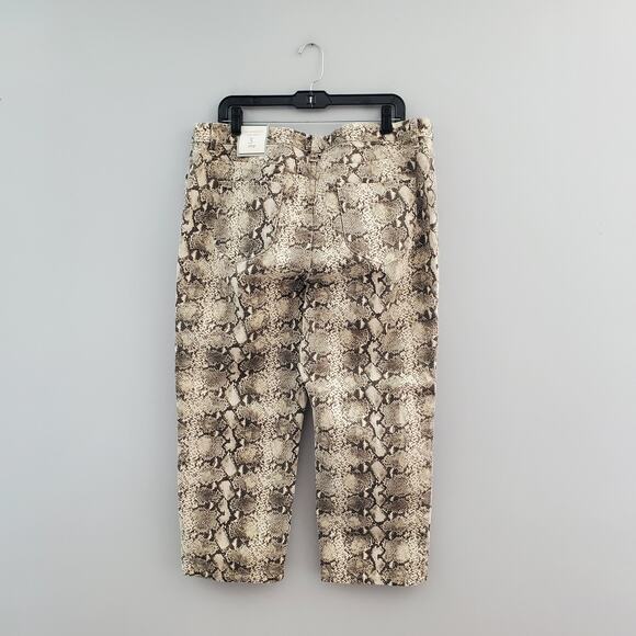 Chico's The Ultimate Fit Platinum Denim Crop Snake Print Jeans XL - Picture 2 of 8